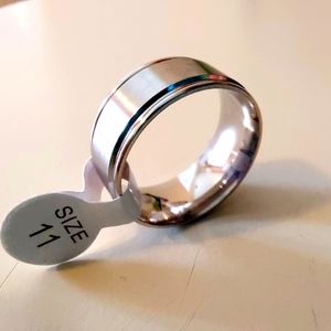 Size 11 Silver Titanium Unisex Band Ring. New. Opened only for photographing. Ma